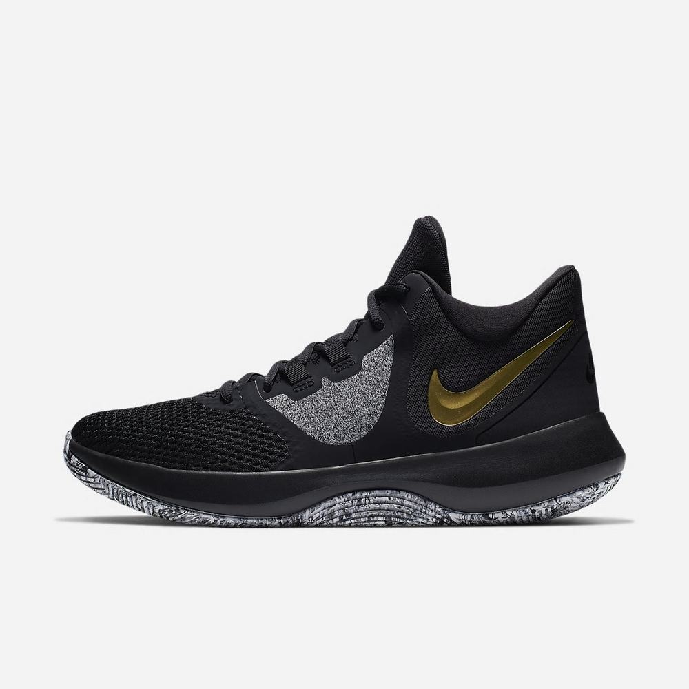 Chaussure De Basket Nike Air Precision II Noir 3457-910 Black/White/Metallic Gold Homme | YYL-50468601